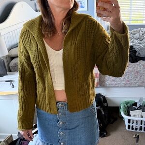 Universal Thread Olive Cable Knit Crop Cardigan